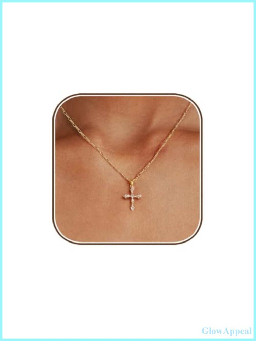 14K Gold Plated Cross Pendant Necklace for Women Hypoallergenic Adjustable